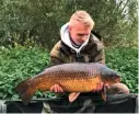  ??  ?? James Ashley 22lb common carp, local lake, Mainline Cell boilie