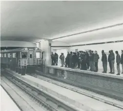  ?? Toronto Star, Doug Griffin / Contributo­r ?? A mere 12 years after the Yonge subway line opened, the first train to make the west-east run on the Bloor-Danforth subway pulls into Keele St. Station.