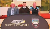  ??  ?? Fureys Coaches Senior Club Leagues Sponsor: Joe Taaffe (Chairman Sligo County Board), Paul Furey (Fureys Coaches) and Peter Greene (Treasurer Sligo County Board).