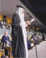  ?? ?? His Highness the Amir Sheikh Tamim bin Hamad al-Thani addresses the opening ceremony of FIFA World Cup Qatar 2022 yesterday.