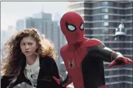  ?? Marvel / Sony Pictures ?? M.J. (Zendaya) with Spider-Man in “Spider-Man: No Way Home.”