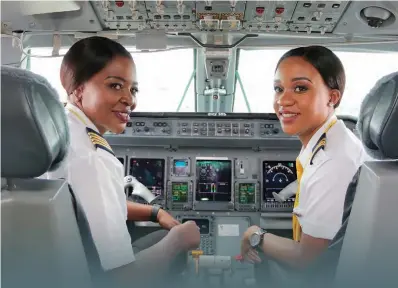  ??  ?? Low-cost airline fastjet celebrated Internatio­nal Women’s Day and Women of Aviation Week with an all-female crew on Monday morning’s flight between Harare and Johannesbu­rg. Captain Chipo Matimba and First Officer Chipo Gatsi took charge of Flight FN8334.