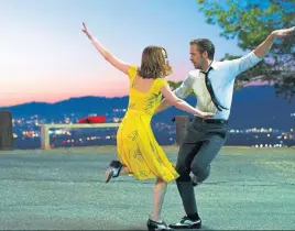  ??  ?? La La Land, starring Emma Stone and Ryan Gosling, has 14 Oscar nomination­s