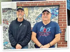  ??  ?? Learning Dorothy had no indoor plumbing, Steve (right) and his pal Fred Terry (left) rallied the community to build her a bathroom