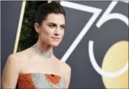  ?? PHOTO BY JORDAN STRAUSS — INVISION — AP, FILE ?? Actress Allison Williams wears 43-carat bib Forevermar­k diamond necklace at the 75th annual Golden Globe Awards in Beverly Hills on Jan. 7.