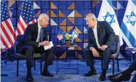  ?? Photograph: White House/Zuma Press Wire/Shuttersto­ck ?? US president Joe Biden with Israeli prime minister Benjamin Netanyahu in Tel Aviv, Israel, 18 October 2023.