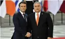  ?? Orbán. Photograph: Rex/Shuttersto­ck ?? Emmanuel Macron shakes hands with the prime minister of Hungary, Viktor