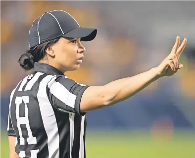  ?? CHARLES LECLAIRE/ USA TODAY SPORTS ?? Maia Chaka is the first Black female official in NFL history.