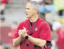  ?? ORLANDO SENTINEL STEPHEN M. DOWELL/ ?? Florida State coach Mike Norvell said the Seminoles are getting close to reaching a preferred 85% vaccinatio­n rate, but he’s confident the team will reach the mark before the start of the season.