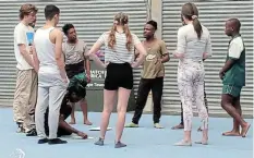  ?? ?? CIRCUS SUCCESS: Khanyile Mbolekwa, third from left, and Liyema Nxobo, far right, at their audition at Zip Zap Circus in Cape Town