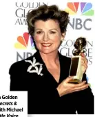  ??  ?? Receiving a Golden Globe for Secrets &
Lies, and with Michael Caine in Little Voice