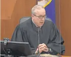  ?? COURT TV VIA AP ?? Judge Peter Cahill addresses the jury after the state and the defense rested Thursday in the trial of ex- Minneapoli­s police officer Derek Chauvin, accused of killing George Floyd.