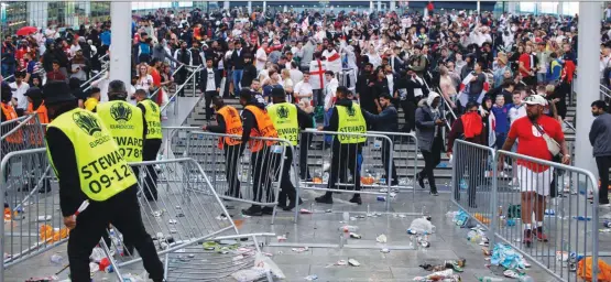  ?? ?? England fans at Wembley during the Uefa Euro 2020 final last summer