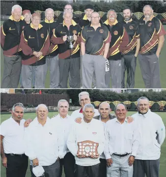  ??  ?? The Tommy Thompson Double Fours winners Silksworth, top, and runners up Hylton Colliery Welfare, bottom.