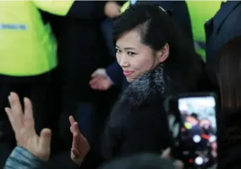  ?? KIM IN-CHUL/THE ASSOCIATED PRESS ?? Hyon Song Wol visits facilities where the Samjiyon Orchestra will play on its visit during the Winter Olympics.