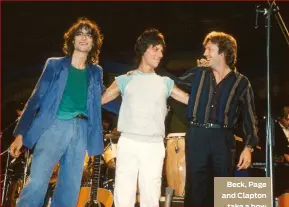  ?? ?? Beck, Page and Clapton take a bow at the 1983 ARMS Charity Concert.