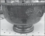  ??  ?? Bill Robinson took a snapshot of the tarnished sailing cup on the shelf at Value Village in Burlington. Far left: Guy Judd, sailor William Judd’s father and former commodore of the RHYC.