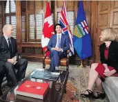  ?? — CP FILES ?? Prime Minister Justin Trudeau hosts a meeting to break the deadlock over Kinder Morgan’s pipeline expansion with B.C. Premier John Horgan and Alberta Premier Rachel Notley.