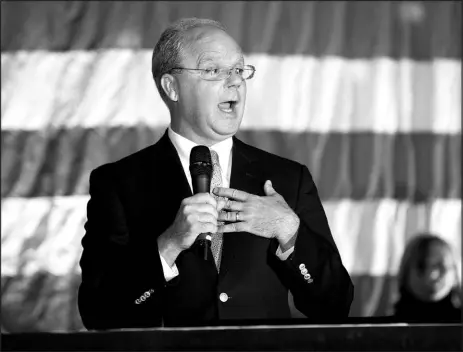  ?? MICHAEL CLUBB / ASSOCIATED PRESS FILE (2022) ?? Rep. Brett Guthrie, R-KY., speaks Nov. 8, 2022, at an election-night victory party at the Bowling Green Country Club in Bowling Green, Ky. Guthrie tops the list of members of Congress called out as hypocrites by President Joe Biden for having business loans forgiven by the government — $4.4 million in Guthrie’s case — while opposing student debt relief.