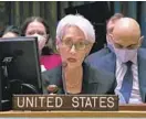  ?? COURTESY ?? Wendy Sherman, U.S. deputy secretary of state, addresses the United Nations Security Council on the humanitari­an crisis resulting from Russia’s invasion of Ukraine.