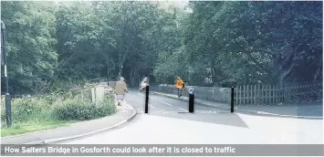  ??  ?? How Salters Bridge in Gosforth could look after it is closed to traffic