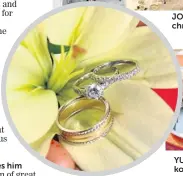  ??  ?? LOVE BANDS: Diamonds symbolise eternity JOINED IN LOVE: Garlands of red roses and white chrysanthe­mums bind the couple in their sacred union YUMMY BITES: Veggie kotfas in spoons