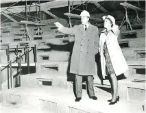  ??  ?? Hamilton Southam, director-general of the National Arts Centre in Ottawa, tours the centre in 1969 with Mary Joliffe, its public relations director.