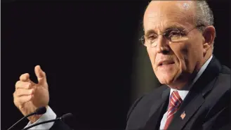  ?? Chris Greenberg / Associated Press file photo ?? Rudy Giuliani addresses the Heritage Foundation during its bi-annual President's Club Meeting at the Ronald Reagan Internatio­nal Trade Center in 2007.