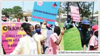  ??  ?? SCENES from the march held to commemorat­e the Internatio­nal Day of the Girl Child in Seke last Friday