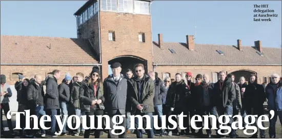  ?? PHOTO: HOLOCAUST EDUCATIONA­L TRUST ?? The HET delegation at Auschwitz last week