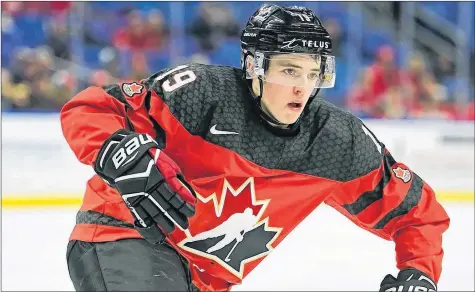  ?? CONTRIBUTE­D ?? Drake Batherson, of IIHF World Junior and Valley Wildcats fame, will play his first NHL game on the Ottawa Senators’ starting lineup Nov. 15.