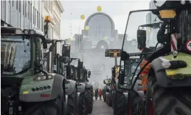  ?? ?? A farmers’ protest in Brussels, Belgium, 1 February 2024. Photograph: Bloomberg/Getty Images