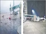  ??  ?? A combinatio­n of before-and-after photograph­s following cyclone Fani at Bhubaneswa­r airport. The Airports Authority of India rallied around to make the airport operationa­l within a day.