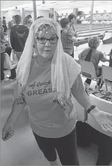  ?? SUBMITTED ?? Jackie Fanning of Westville led the way as some of the bowlers at the 80th Annual Nova Scotia Ladies Candlepin Provincial­s tournament dressed up in recognitio­n of the royal wedding on May 19, calling it “royal wedding, New Glasgow style.”