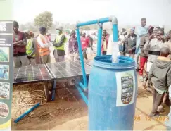  ?? ?? Solar powered water pump machine in display at Gwaigwaye dam last Wednesday