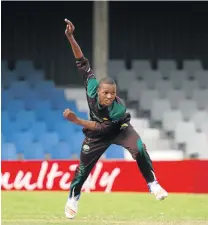  ??  ?? STAGE SET: Akhona Mnyaka, seen here in action for Border during the Africa T20 Cup match between Border and KwaZulu-Natal Inland, will represent South African U19 team in a Triangular series starting next month