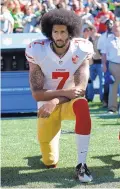  ?? MARCIO JOSE SANCHEZ/ASSOCIATED PRESS FILE ?? Former QB Colin Kaepernick caused an uproar when he began kneeling during the national anthem in 2016.