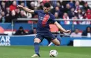  ?? AFP/Getty Images ?? Gonçalo Ramos gave PSG a 2-1 lead with a left-footed finish. Photograph: Franck Fife/