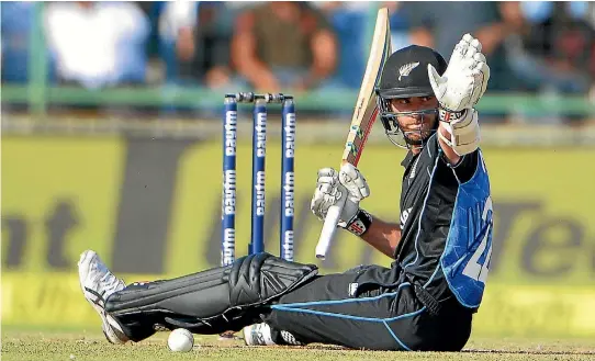  ?? PHOTO: PHOTOSPORT ?? Even when he’s sitting down, he’s in control. Captain Kane Williamson during his man of the match innings of 118 in the second ODI against India.