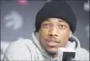  ?? Canadian Press photo ?? Toronto Raptors' DeMar DeRozan speaks during an end of season press conference in Toronto on Monday. Whether star Raptors point guard Kyle Lowry chooses to stay or leave, DeRozan says he'll support whatever decision his friend and teammate makes this...