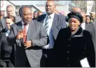  ?? PICTURE: PHANDO JIKELO/AFRICAN NEWS AGENCY/ANA ?? RAISE AWARENESS: President Cyril Ramaphosa and Minister for Women in the Presidency Bathabile Dlamini arrive at Mbekweni Rugby Stadium for the Women’s Day event.