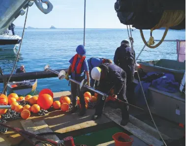  ??  ?? ABOVE: Each mooring is secured to the seabed by a two-metre screw pile, which has a vertical lift capacity of over nine tonnes