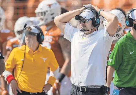  ?? RICARDO B. BRAZZIELL/ USA TODAY SPORTS ?? Texas cut football coach Tom Herman’s pay but has promised to pay him back before the end of his contract.