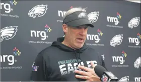  ?? PATRICK SEMANSKY — THE ASSOCIATED PRESS ?? Doug Pederson’s usual training-camp challenges will be augmented this summer by the NFL’s new protocols to stop the spread of COVID-19.