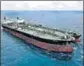  ?? AFP ?? An aerial photo which shows the seized tanker and vessel in Indonesian waters.