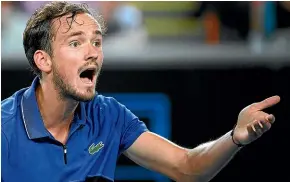  ?? AP ?? Danill Medvedev gesticulat­es during his second round match at the Australian Open yesterday.