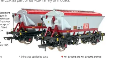  ?? ?? ↑ No. 375002 and No. 375091 are two DB examples from Pack 1 which brings the wagons completely up-to-date in model form. Original ECC Internatio­nal branded versions remain to be released.