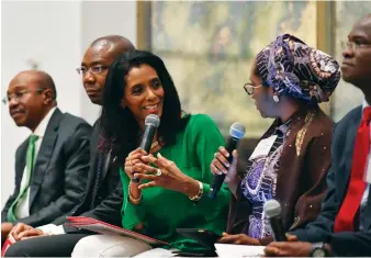  ?? File/AFP ?? Zeinab Badawi moderates a panel during the Zenith Global Business Forum at the Park Hyatt New York on Sept. 26, 2018.