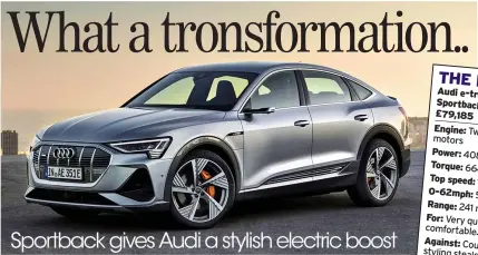  ??  ?? Sportback gives Audi a stylish electric boost