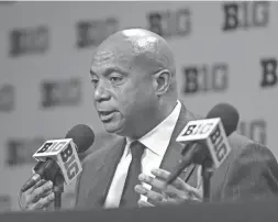  ??  ?? Big Ten Commission­er Kevin Warren, shown in March, and the league have decided to limit football and other fall sports to conference play only.
